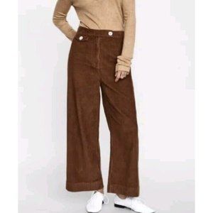Zara Brown Corduroy Cropped Wide Leg Pants - Size 6 Culotte Gaucho